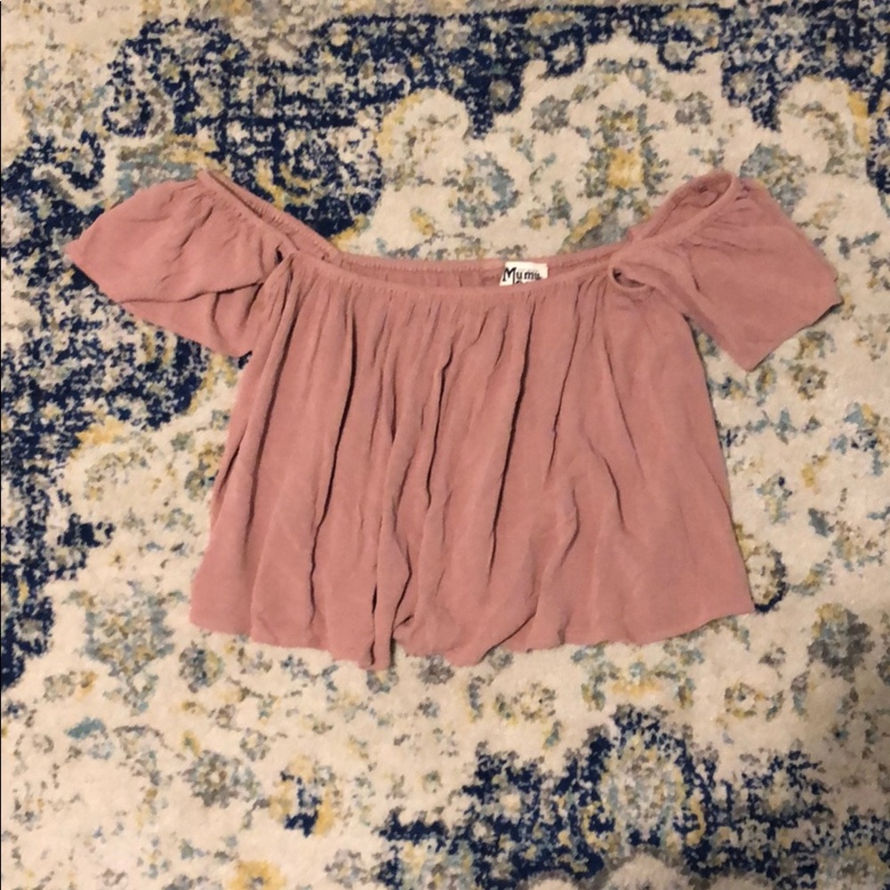 Show me your Mumu cropped off the shoulder shirt
